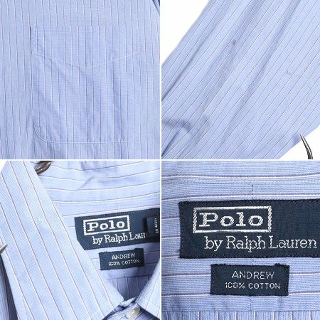 Ralph Lauren(ラルフローレン)の90s ポロ ラルフローレン ストライプ 長袖 シャツ メンズ L / 古着 90年代 オールド コットン 長袖シャツ ポケット付き ポニー無し Yシャツ メンズのトップス(シャツ)の商品写真