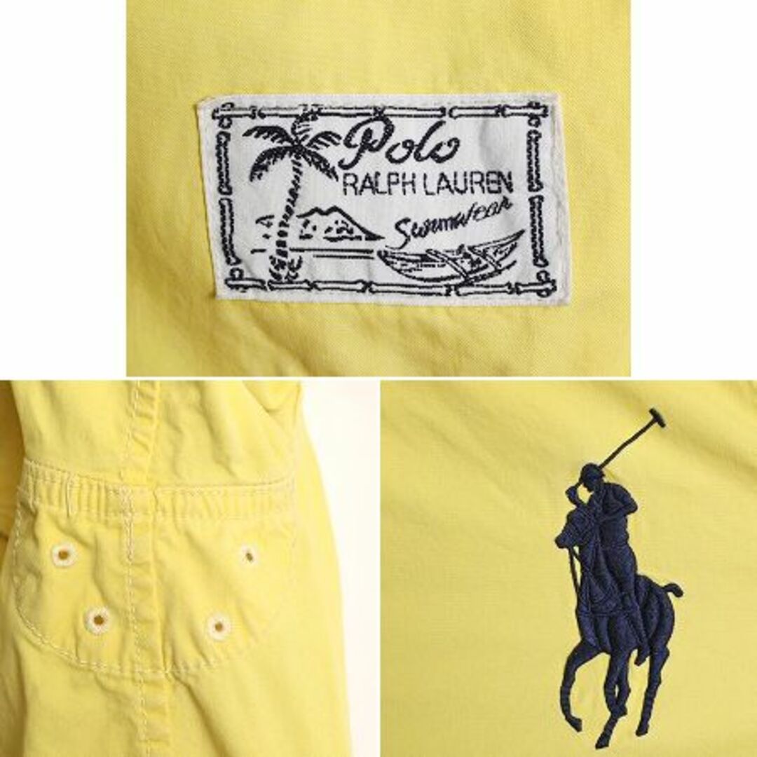 Ralph Lauren(ラルフローレン)のビッグポニー ポロ ラルフローレン フルジップ フード パーカー ジャケット メンズ L / 古着 ヨットパーカー ブルゾン コットン イエロー メンズのジャケット/アウター(ブルゾン)の商品写真