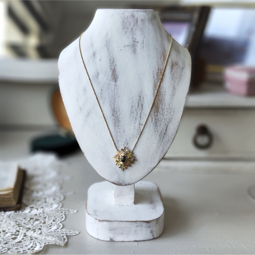 天然グリーントルマリン 天然ダイヤモンド ネックレス レディースのアクセサリー(ネックレス)の商品写真