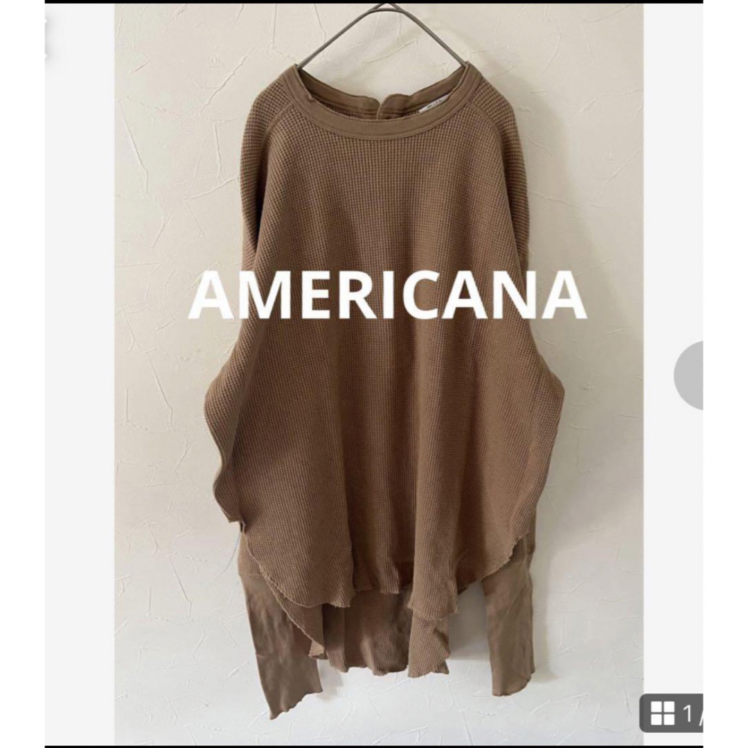 AMERICANA(アメリカーナ)のAMERICANA 2way 日本製　コットンワッフルロングTシャツ レディースのトップス(カットソー(長袖/七分))の商品写真