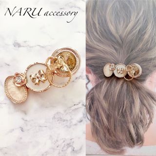 【42】ヘアクリップ♡ ランダムデザインカボション  ハートチャーム(バレッタ/ヘアクリップ)