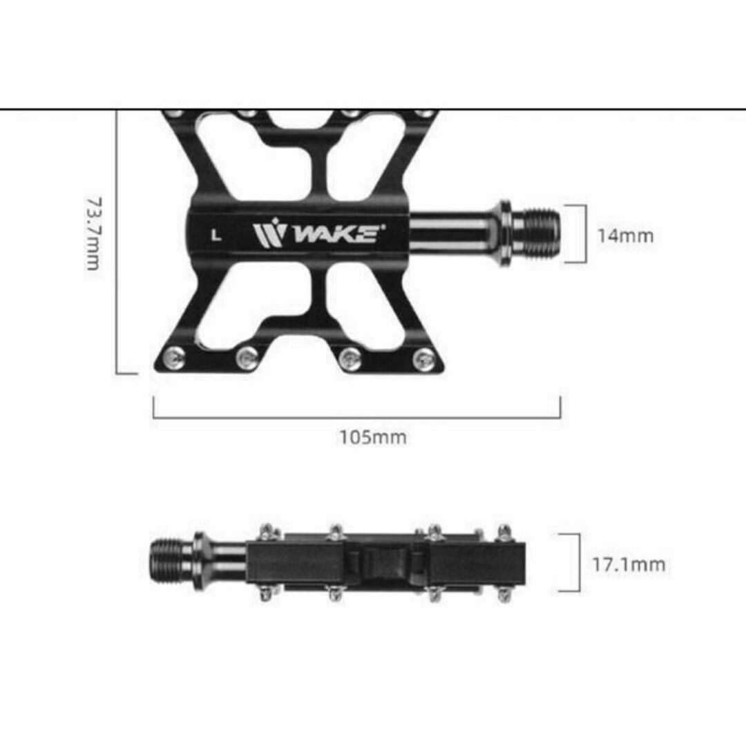 WAKE フラットペダル シルバー　銀　 クロスバイク　マウンテンバイク スポーツ/アウトドアの自転車(パーツ)の商品写真