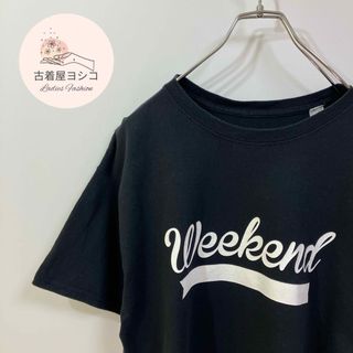 【半袖Tシャツ　プリントデザイン　カットオフ　ワイドシルエット　ブラック　古着】(Tシャツ(半袖/袖なし))