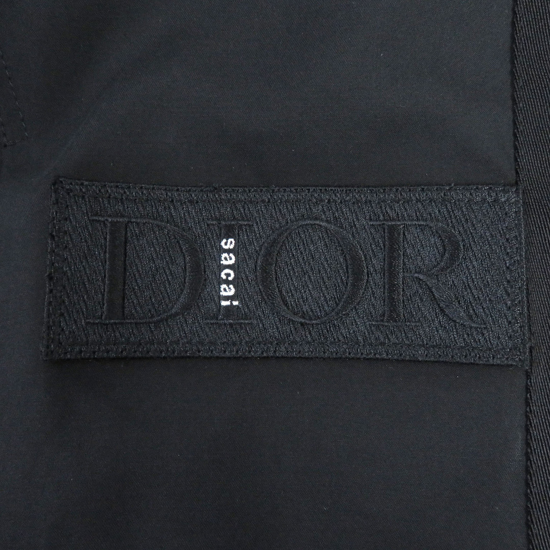 DIOR HOMME(ディオールオム)の極美品□DIOR ディオール オム sacai サカイ 21AW 213C312A4451 パーカ コットンファイユ 再構築 ロング丈 ドッキングコート ブラック 46 イタリア製 正規品 メンズ メンズのジャケット/アウター(その他)の商品写真