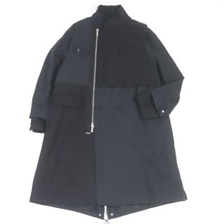 DIOR HOMME - 極美品□DIOR ディオール オム sacai サカイ 21AW 213C312A4451 パーカ コットンファイユ 再構築 ロング丈 ドッキングコート ブラック 46 イタリア製 正規品 メンズ