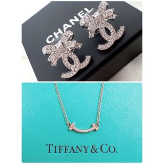 シャネル(CHANEL)の専用です✨CHANELリボンピアス +Tiffanyネックレス(ピアス)