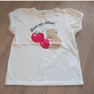 ナルミヤ インターナショナル(NARUMIYA INTERNATIONAL)の＊美品＊ピューピルハウス ネコ×りんごモチーフTシャツ 130(Tシャツ/カットソー)