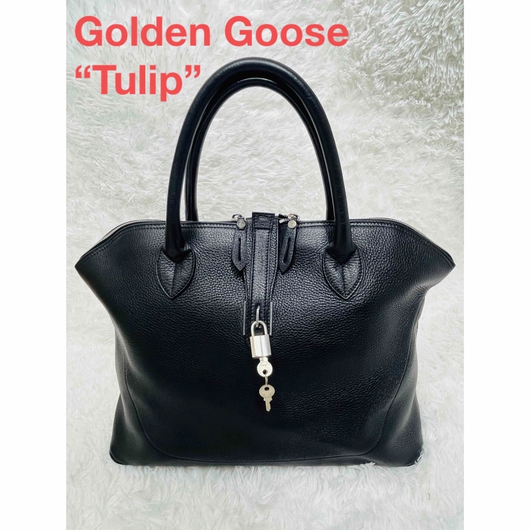 GOLDEN GOOSE(ゴールデングース)のGolden goose チューリップ　レザー　ボストンバッグ　ハンドバッグ　黒 メンズのバッグ(ボストンバッグ)の商品写真