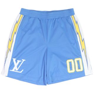 ルイヴィトン(LOUIS VUITTON)の未使用品□LOUIS VUITTON ルイヴィトン 22SS 1A9SWL Sporty Jersey Short with Patch ロゴプリント メッシュショートパンツ 短パン ライトブルー L イタリア製 正規品 メンズ(その他)