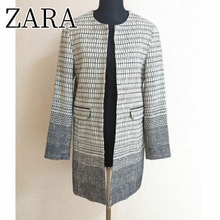 ザラ(ZARA)のZARA BASIC ザラ モザイク柄 ノーカラーコート セレモニー ジャケット(ノーカラージャケット)