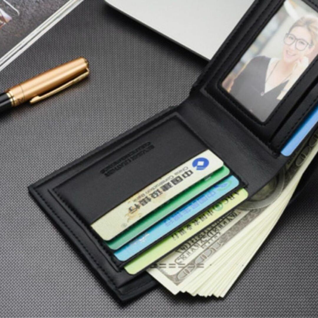 折財布 ウォレット サイフ メンズ 財布 二つ折り ブラック メンズのファッション小物(折り財布)の商品写真