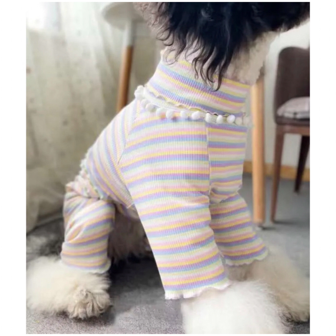 【ペット用】大型犬用　犬服　可愛い　マルチボーダー柄　つなぎボディスーツ　6XL その他のペット用品(犬)の商品写真