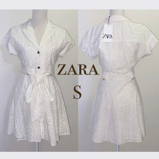 ザラ(ZARA)の【タグ付き新品 S】ZARA コットンシャツミニワンピ(ミニワンピース)