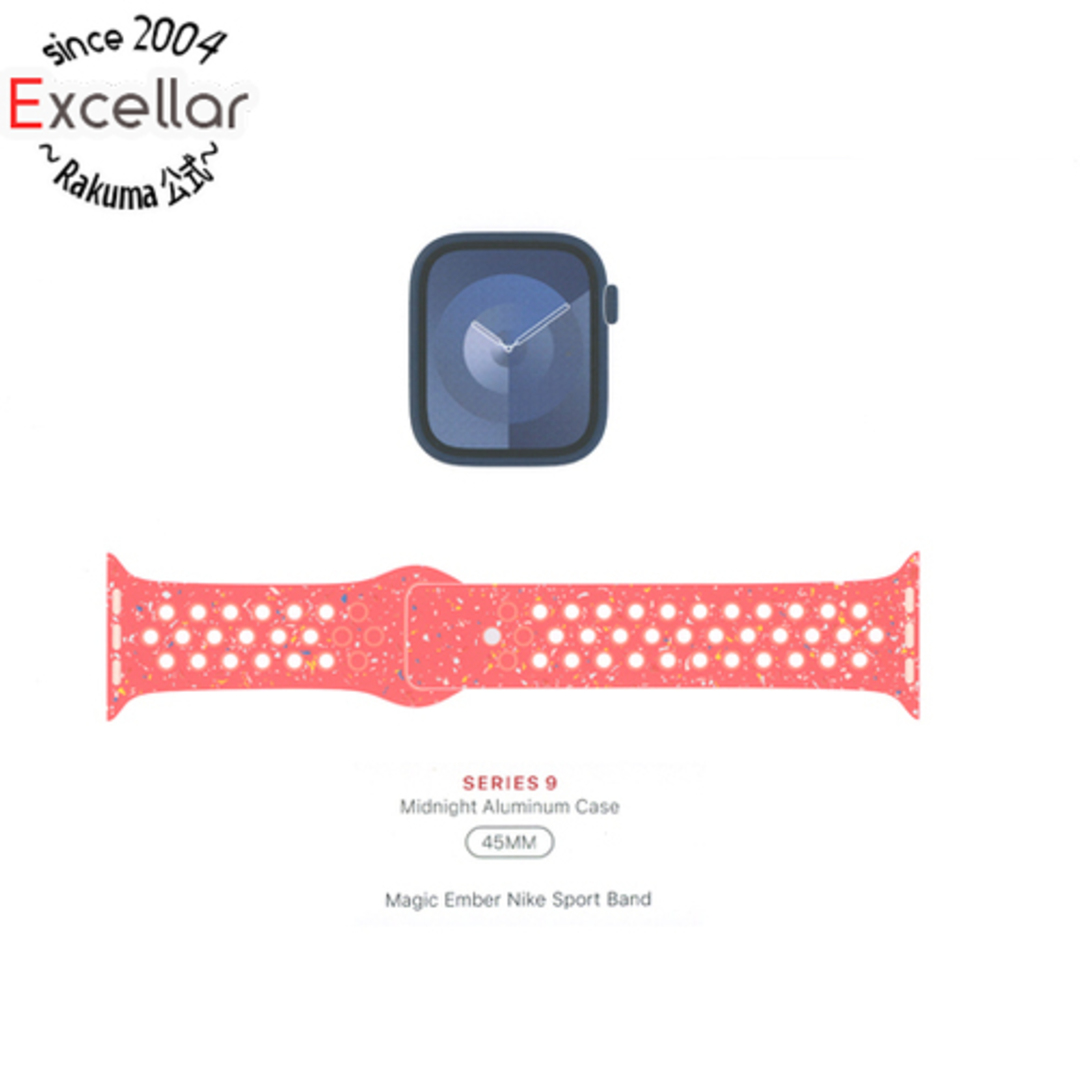 bigapple(ビッグアップル)のApple Watch Series 9 GPS+Cellularモデル 45mm MRQH3J/A　ミッドナイトアルミニウムケース/マジックエンバーNikeスポーツバンド M/L メンズの時計(腕時計(デジタル))の商品写真