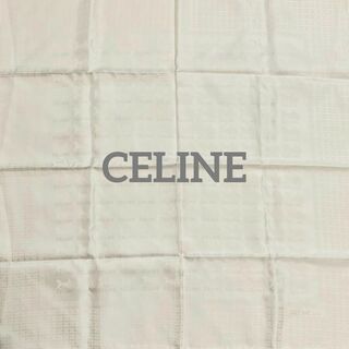 セリーヌ(celine)の★CELINE★ スカーフ マカダム 馬車 ロゴ シルク ホワイト(バンダナ/スカーフ)