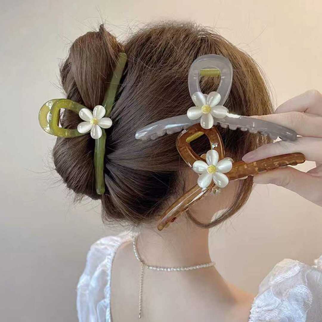 花 ヘアクリップ 大きめ バンスクリップ フラワーモチーフ ヘア