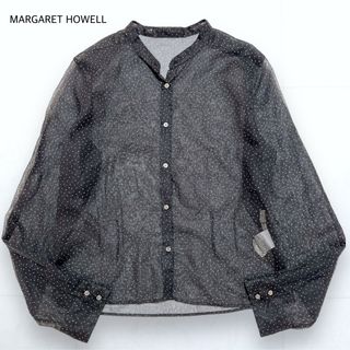 MARGARET HOWELL - 美品＊マーガレットハウエル バンドカラー シアーブラウス ドット 黒 1