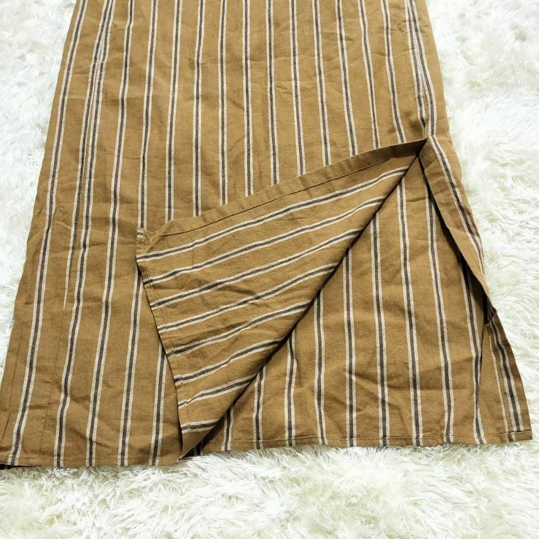 GU(ジーユー)のタグ付き 未使用 ジーユー リネンブレンド ストライプ ナロースカート m 春 レディースのスカート(ロングスカート)の商品写真