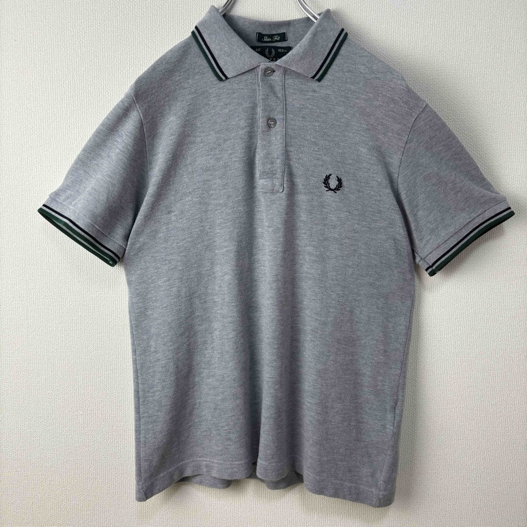 FRED PERRY(フレッドペリー)のビンテージ　フレッドペリー　ポロシャツ　英国製　 グレー　40 L 古着 メンズのトップス(ポロシャツ)の商品写真