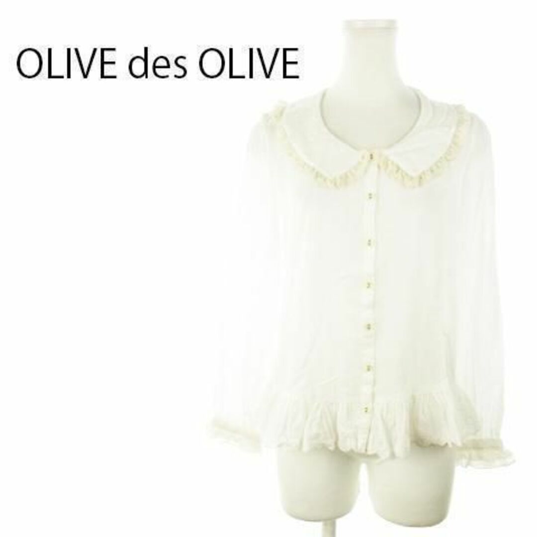 OLIVEdesOLIVE(オリーブデオリーブ)のオリーブデオリーブ シャツ ブラウス 長袖 レース 白 220826AH5A レディースのトップス(シャツ/ブラウス(長袖/七分))の商品写真