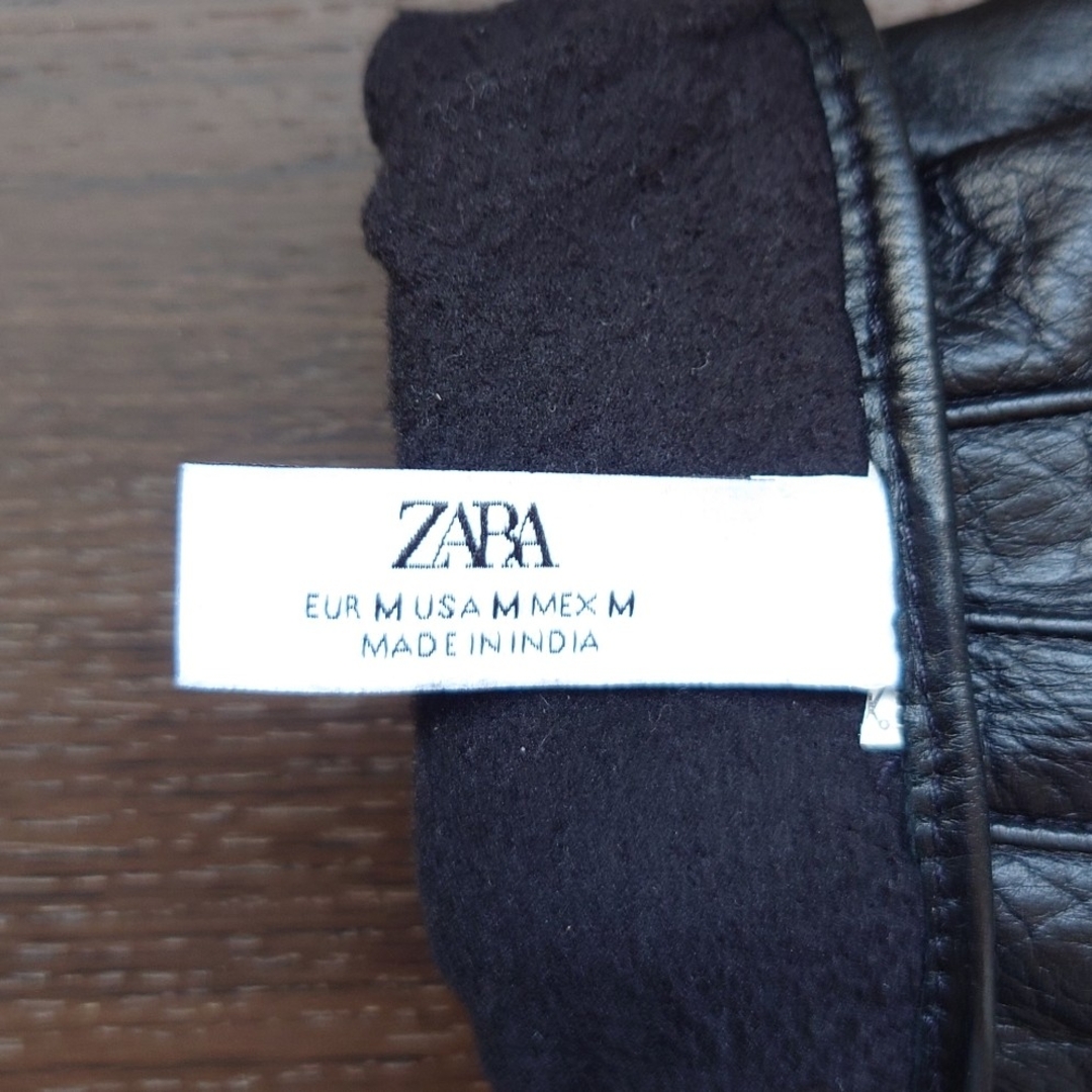 ZARA(ザラ)のZARA トップステッチ入りレザーグローブ ブラック M メンズのファッション小物(手袋)の商品写真