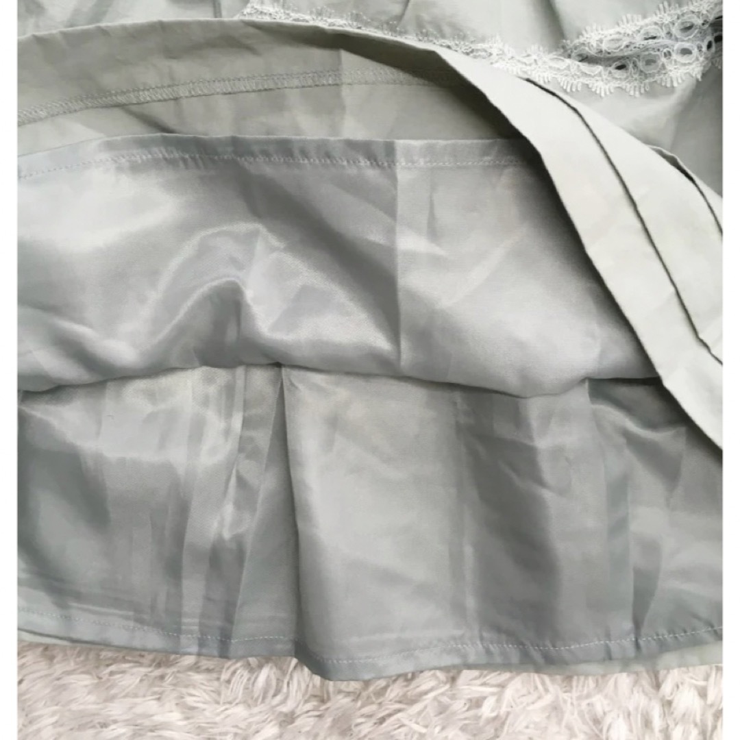 SNIDEL(スナイデル)のsnidel スナイデル ひざ丈スカート ミニスカート　ミントグリーン レース レディースのスカート(ミニスカート)の商品写真