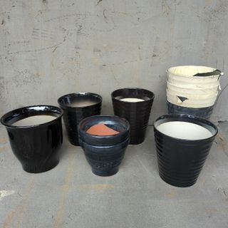 黒　陶器鉢　6点　おまとめセット(プランター)