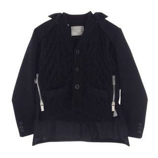 サカイ(sacai)のSacai サカイ ジャケット 23AW 23-06775 Wool Melton Knit Cardigan ウール メルトン ニット カーディガン ドッキング ジャケット ブラック系 1【中古】(その他)