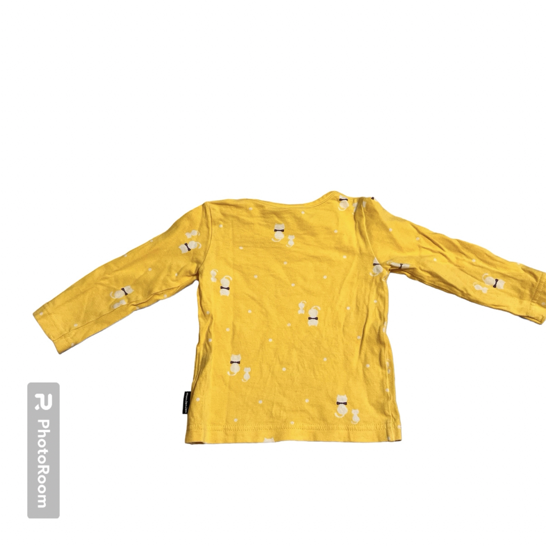 moujonjon 80cm ロンT 長袖　黄色　猫柄 キッズ/ベビー/マタニティのベビー服(~85cm)(Ｔシャツ)の商品写真