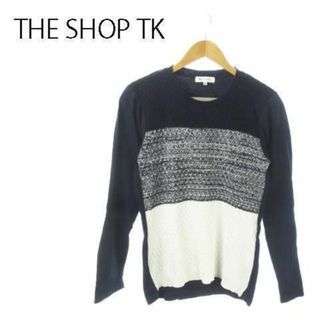 ザショップティーケー(THE SHOP TK)のザショップティーケー 長袖カットソー ニット 切替 M 紺 221130AO1A(Tシャツ/カットソー(七分/長袖))