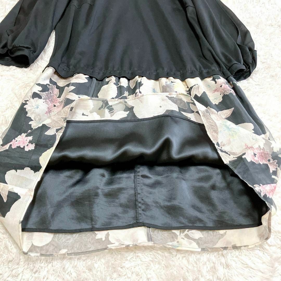 Rose Tiara(ローズティアラ)の美品 ローズティアラ ドッキングワンピース ひざ丈 ふんわり 42 XL レディースのワンピース(ひざ丈ワンピース)の商品写真