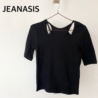 ジーナシス(JEANASIS)のジーナシス　ブラック　半袖　トップス　肩空き　Tシャツ　カットソー　フリーサイズ(カットソー(半袖/袖なし))