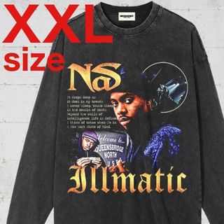 NAS　ナズ　ゴールド　ラップ　ロングスリーブTシャツ　ロンT　ブラック　XXL(Tシャツ/カットソー(七分/長袖))