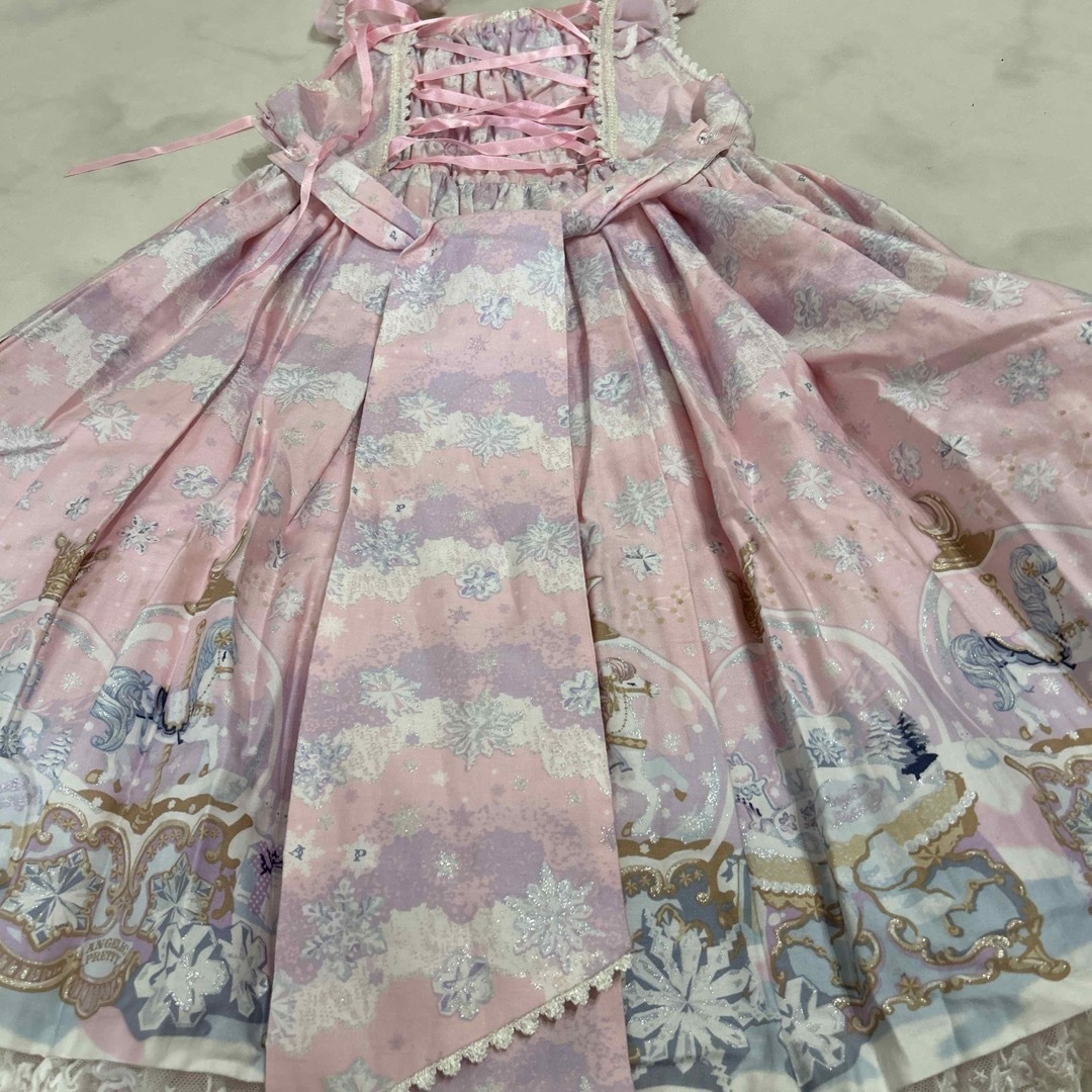 Angelic Pretty(アンジェリックプリティー)のF4 新品　アンジェリックプリティ　スノードーム　ジャンパースカート　ピンク レディースのワンピース(ひざ丈ワンピース)の商品写真