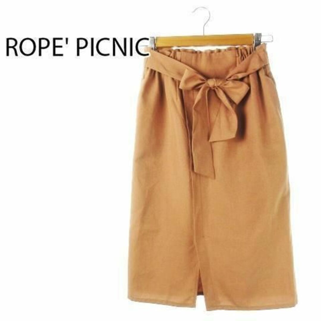 Rope' Picnic(ロペピクニック)のロペピクニック フロントリボン タイトスカート 38 茶 221130CK24A レディースのスカート(その他)の商品写真