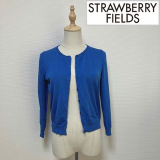 STRAWBERRY-FIELDS - ストロベリーフィールズ　シンプルカーディガン　ロイヤルブルー