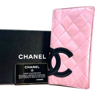 シャネル(CHANEL)のCHANEL Dカード付き カンボンライン 二つ折り 長財布 ピンク　ココマーク(財布)