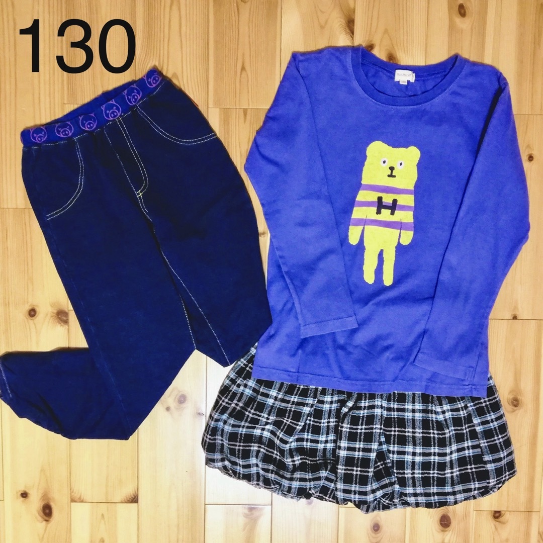 HusHush(ハッシュアッシュ)のTシャツ・スカート・レギンス　セット　おまとめ品　セット品　お買い得品　130 キッズ/ベビー/マタニティのキッズ服女の子用(90cm~)(Tシャツ/カットソー)の商品写真