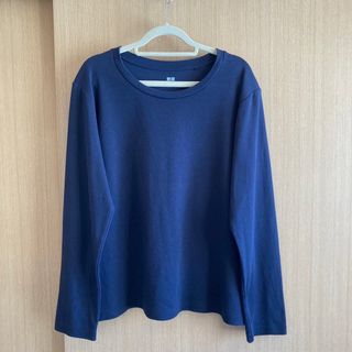 ユニクロ(UNIQLO)のユニクロ/スムースストレッチコットンクルーネックT/Lサイズ/長袖/ブルー(Tシャツ(長袖/七分))