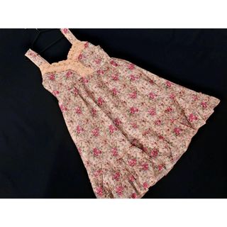 axes femme アクシーズファム 花柄 フリル キャミソール ワンピース sizeM/ピンク ■◇ レディース