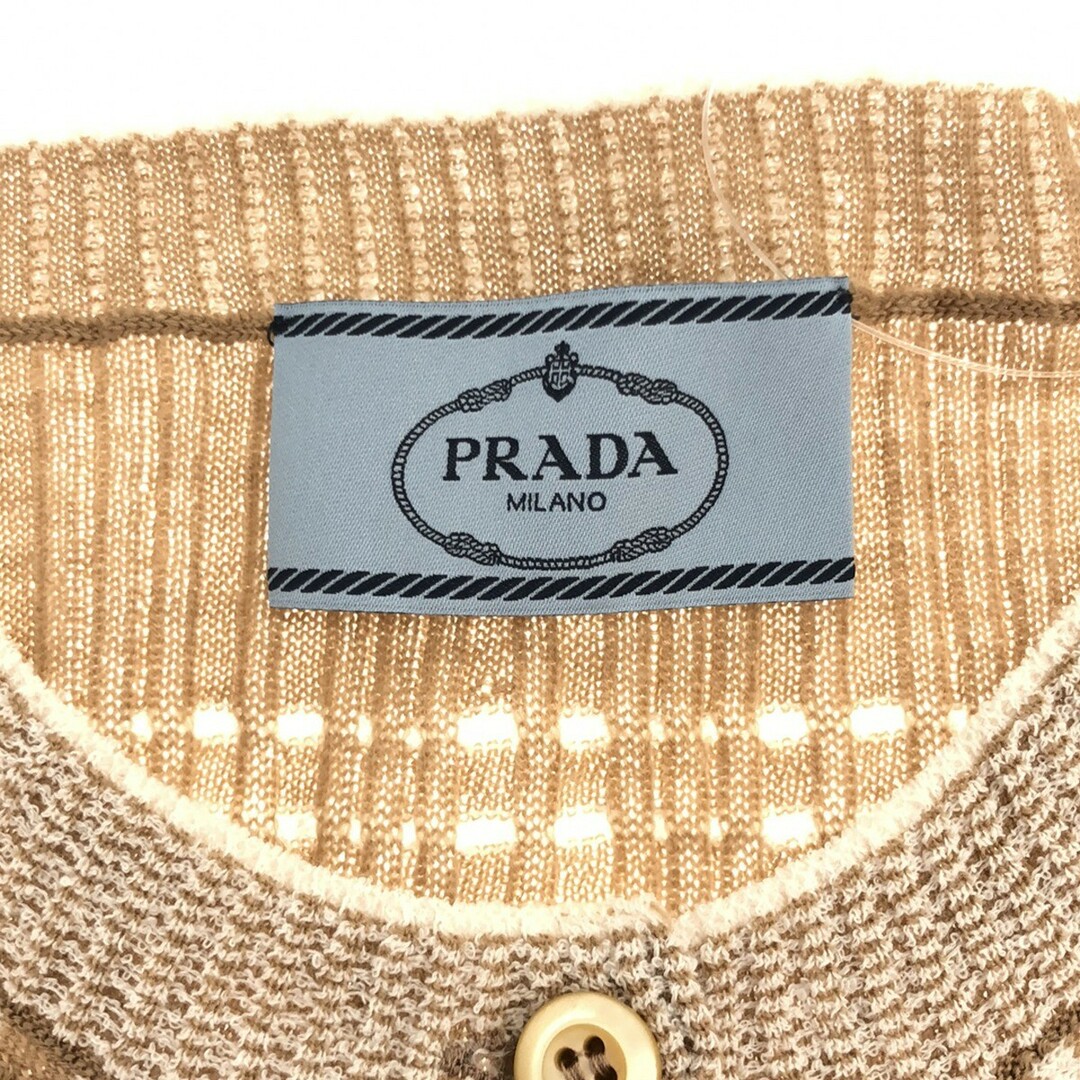 PRADA(プラダ)のPRADA プラダ リブニットボーダーカーディガン ベージュ系 38 レディースのトップス(カーディガン)の商品写真