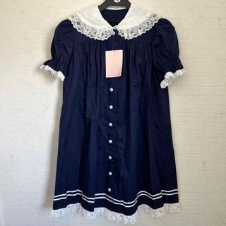 metamorphose temps de fille - E1 新品　2点！　メタモルフォーゼ　半袖　Aライン　セーラー　ワンピース　紺