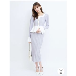 【新品】ROYAL PARTY タックリブ配色ペプラムニット　セットアップ