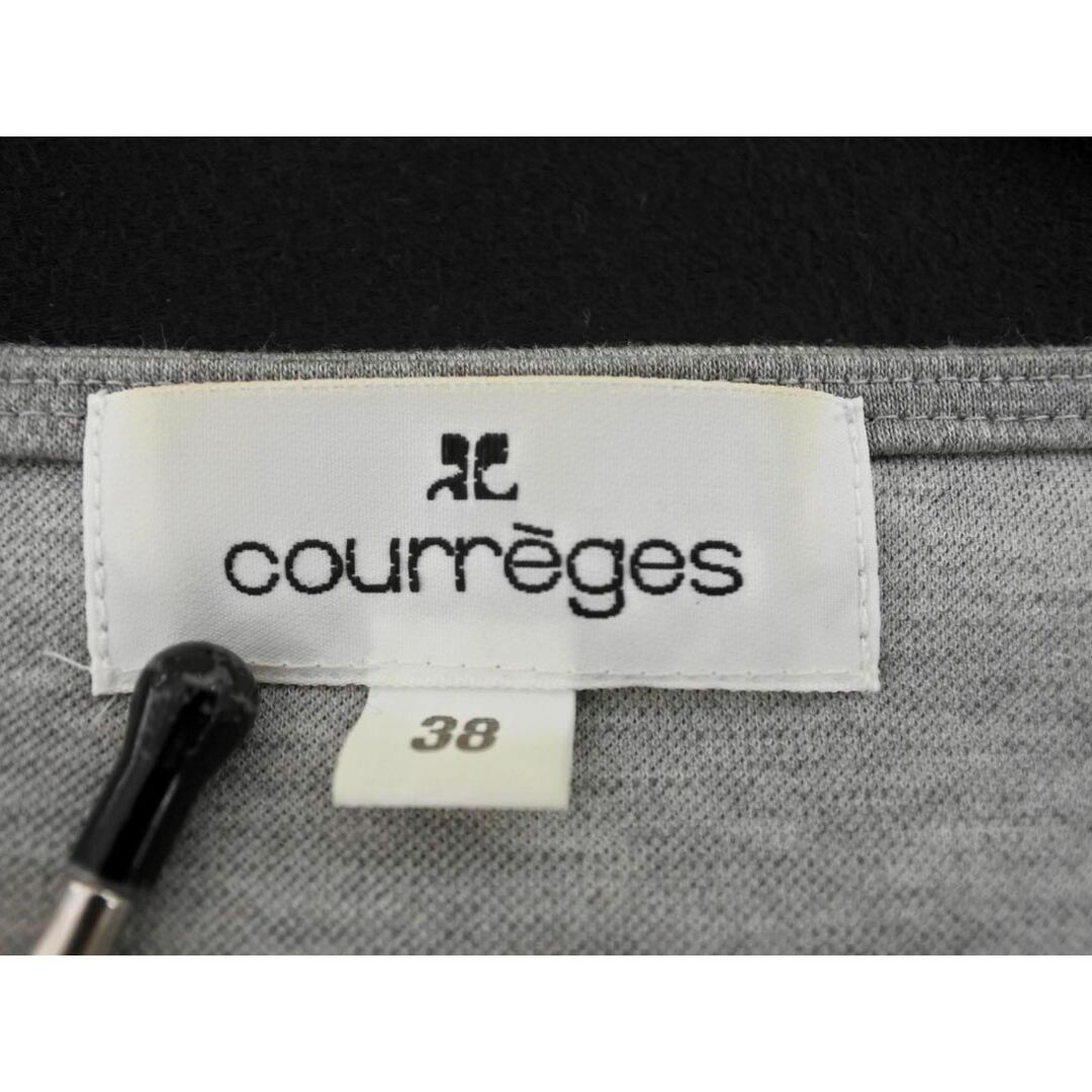 Courreges(クレージュ)のCourreges クレージュ シフォン ラインストーン フリル スクエアネック カットソー size38/グレー ■◇ レディース レディースのトップス(カットソー(長袖/七分))の商品写真