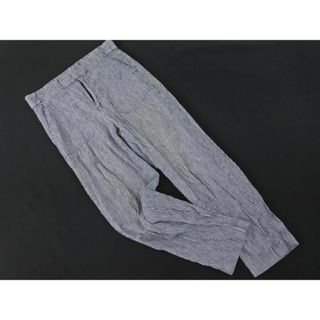 バナナリパブリック(Banana Republic)のBANANA REPUBLIC バナナリパブリック ストライプ クロップド パンツ size4/白ｘ青 ■◇ レディース(クロップドパンツ)