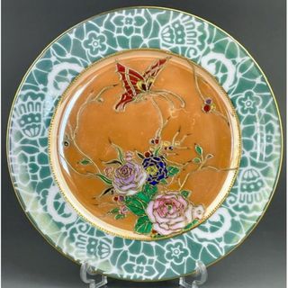 ノリタケ(Noritake)のオールドノリタケ ラスター彩 蝶 バラ 一陳盛り 皿 プレート 金盛り(陶芸)