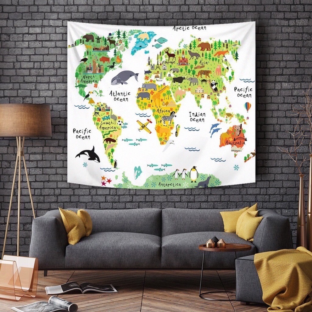 布製 タペストリー 世界地図 インテリア 150×130 インテリア/住まい/日用品のインテリア小物(その他)の商品写真