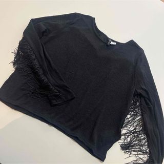 エイチアンドエム(H&M)のH&Mシースルーフリンジカットソー(カットソー(長袖/七分))