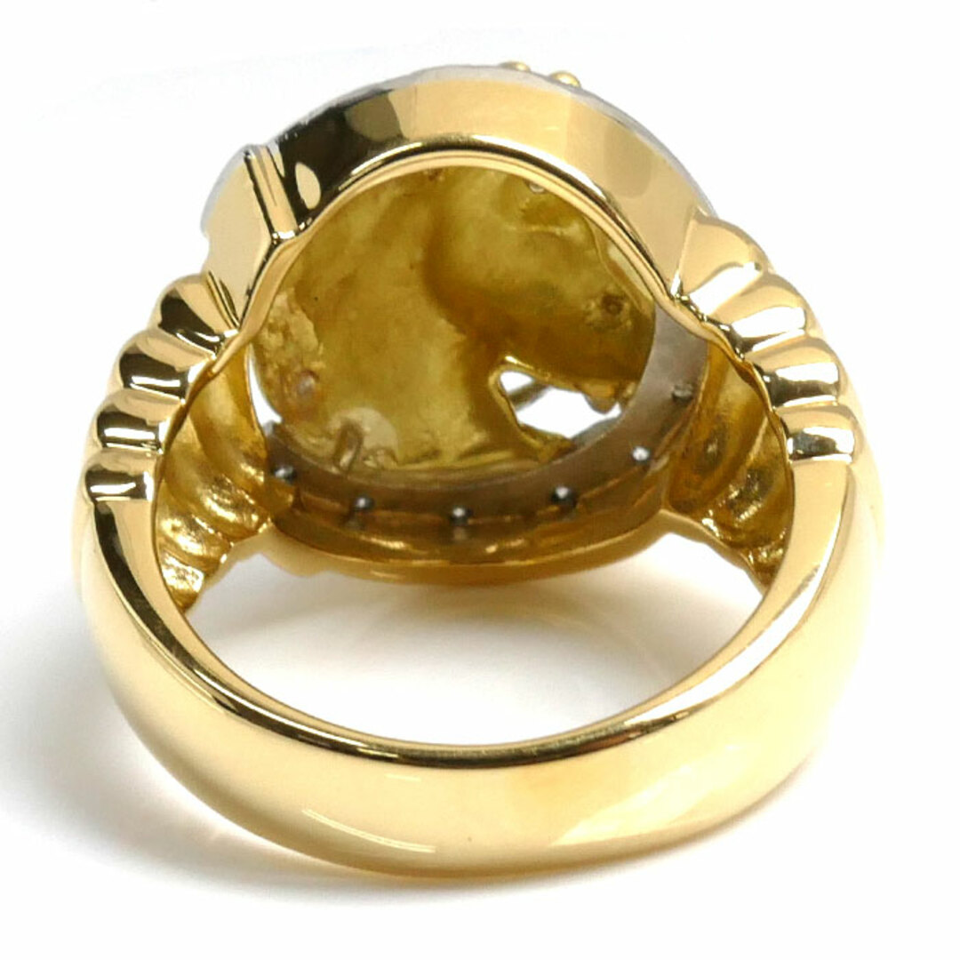 K18YG イエローゴールド Pt900プラチナ 馬 ホース リング・指輪 ダイヤモンド0.13ct 17号 14.7g メンズ【中古】【美品】 メンズのアクセサリー(リング(指輪))の商品写真
