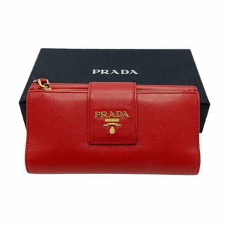 プラダ(PRADA)の⭐️良品⭐️ プラダ サフィアーノレザー メタルロゴ 長財布 レッド(財布)